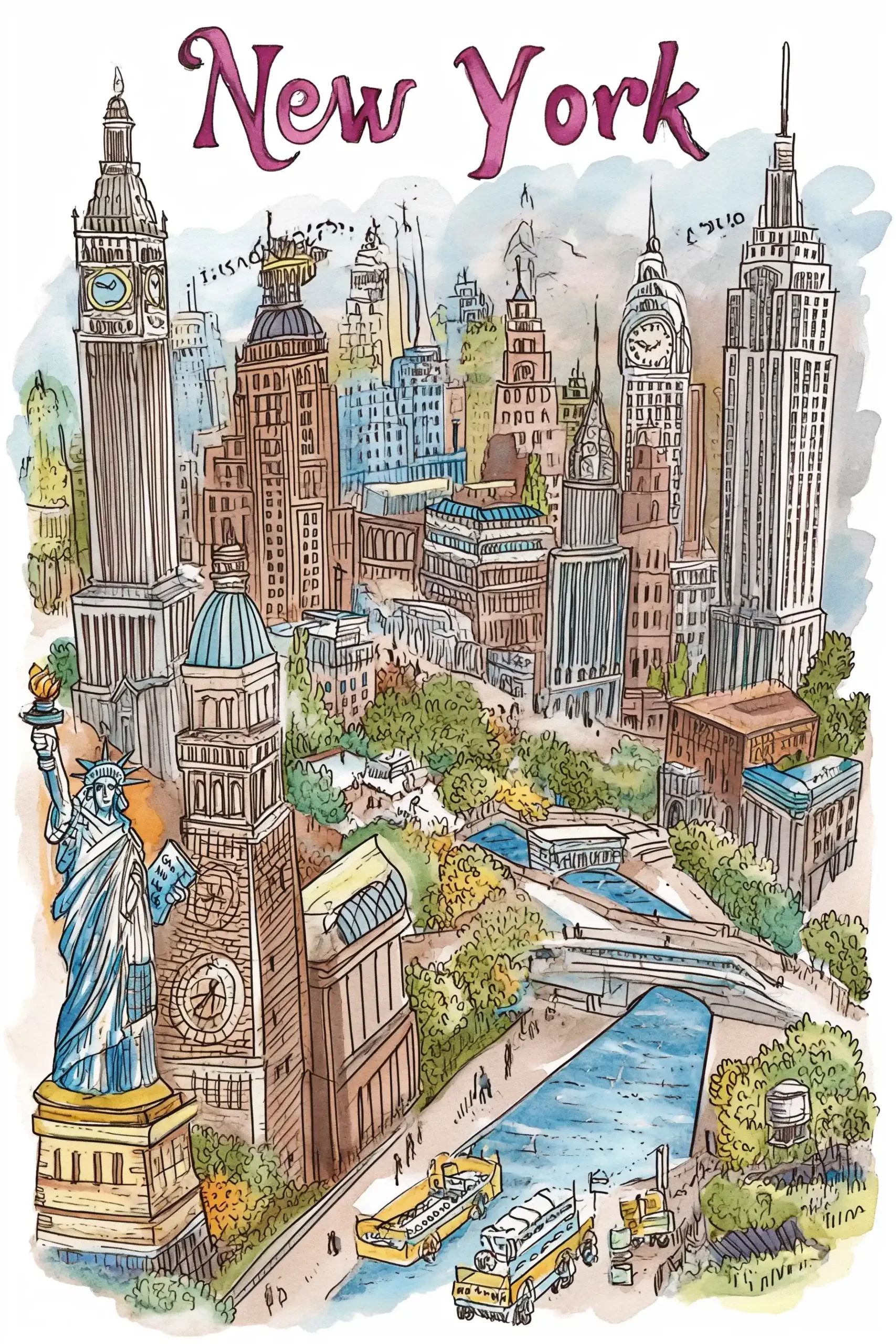 Vibrant NYC Landmarks Map