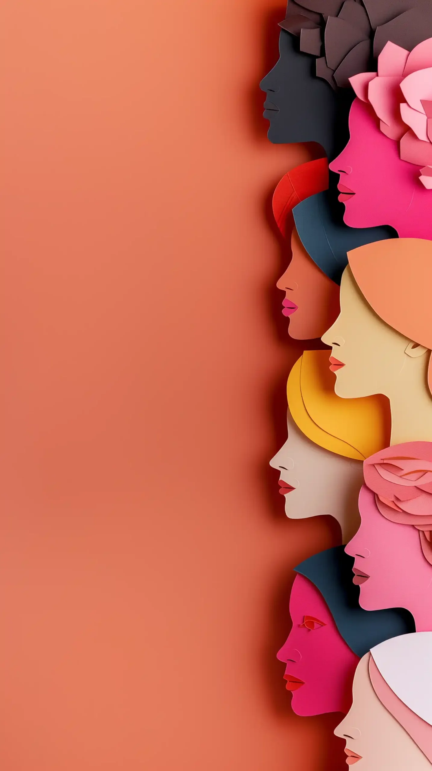 International Womens Faces Paper Cut