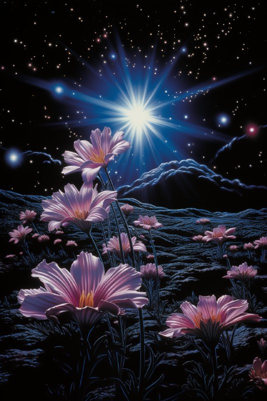 Neon Flower Collage Floating Island Psychedelic Poster