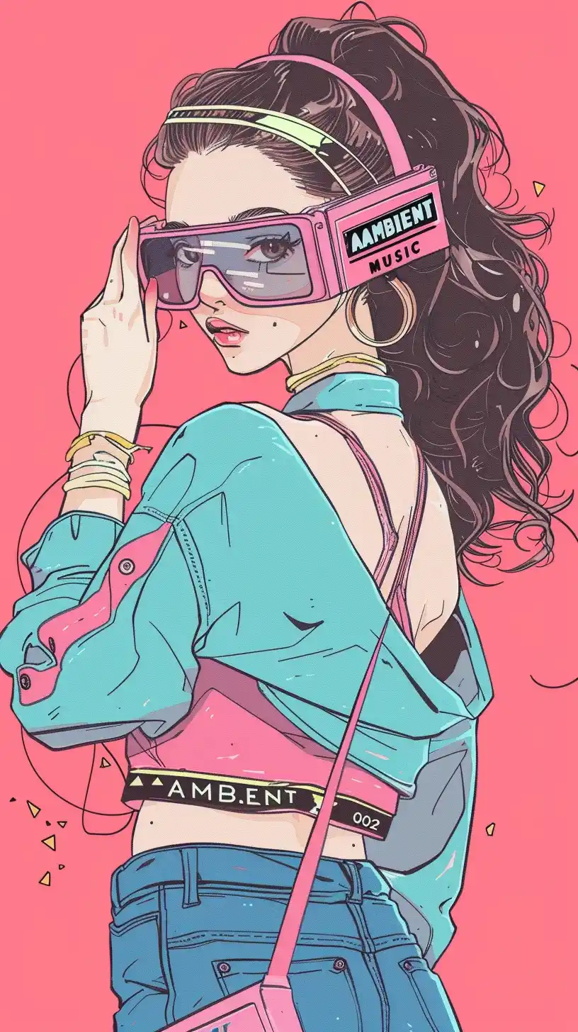 Retro Fashion Girl with Electronic Infrastructure