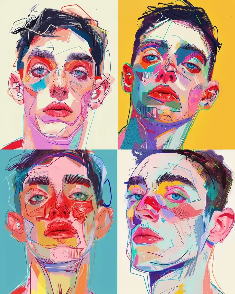 Pastel Male Collage Portraits