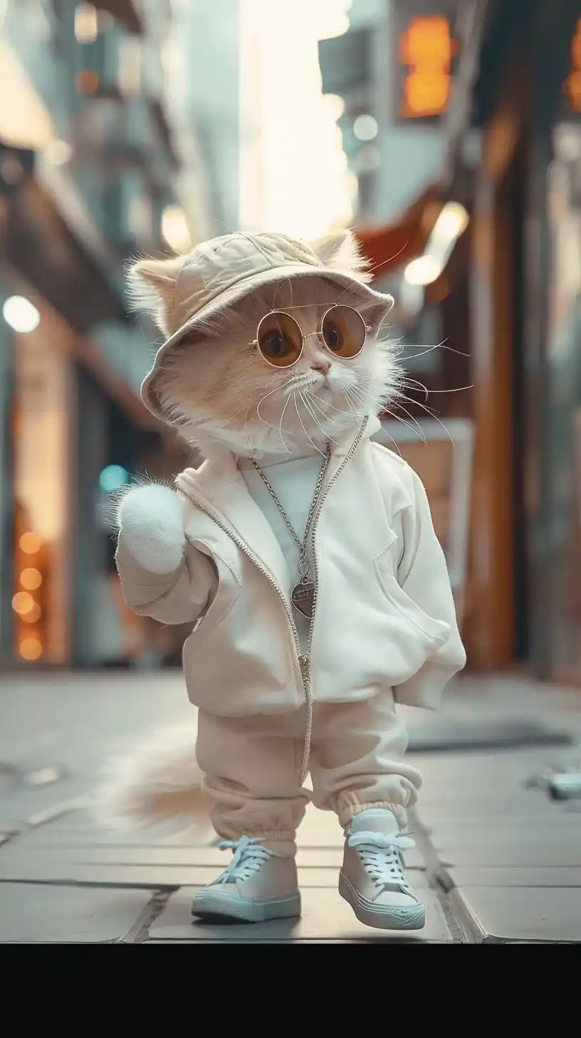 Fashionable Cat in Seger Style