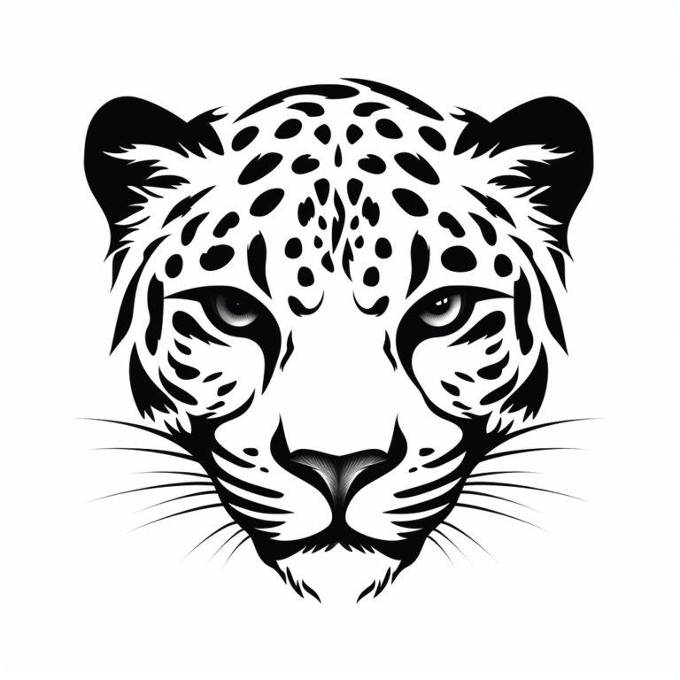 Minimalist Snow Leopard Eyes Vector Logo in Black and White