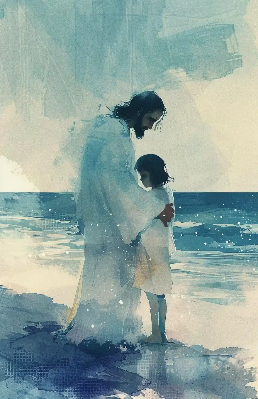 Anime Christ Embracing Child