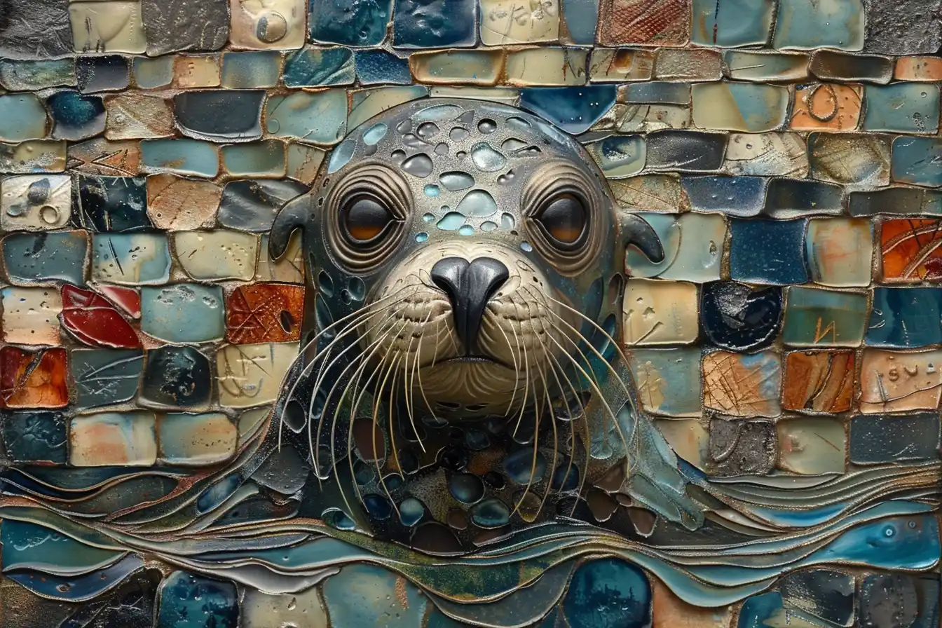Whimsical Sea Lion in Mary Engelbreit Style