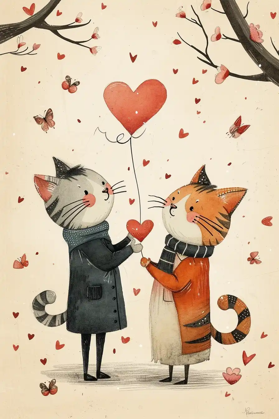 Whimsical Valentine Animal Couples