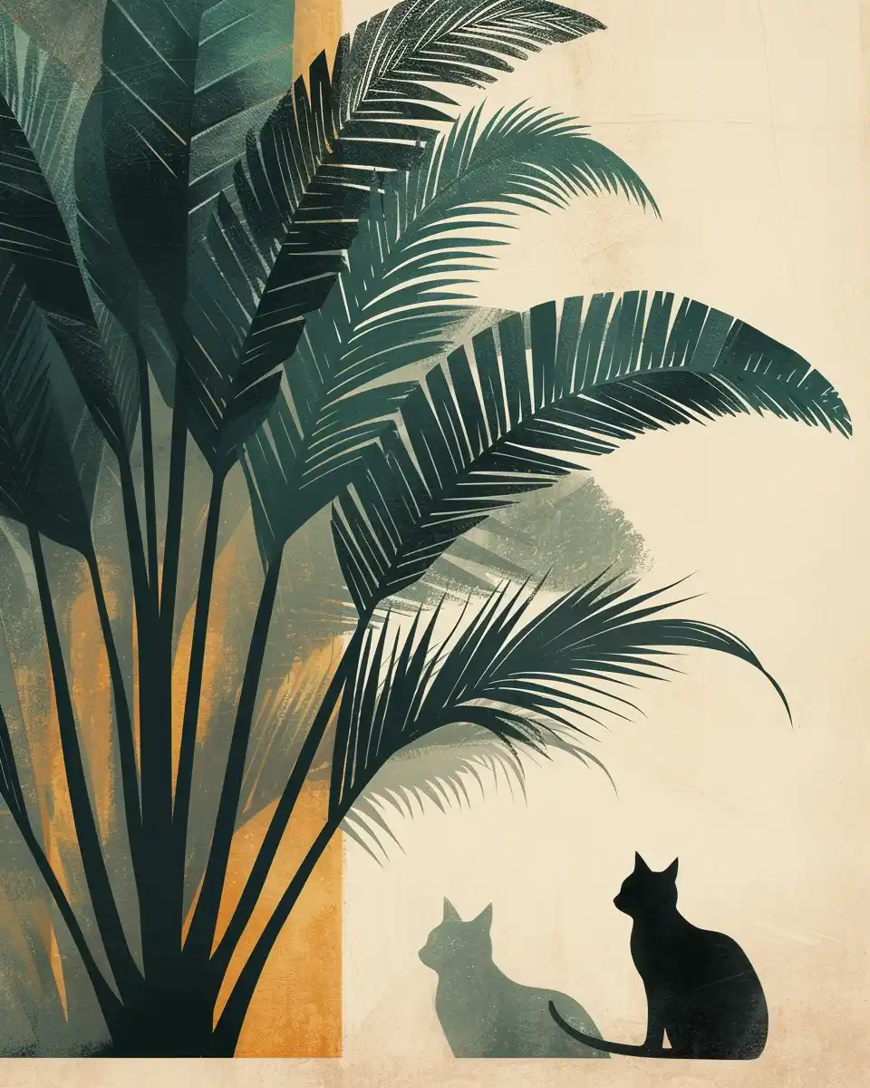 Retro Cat and Palm