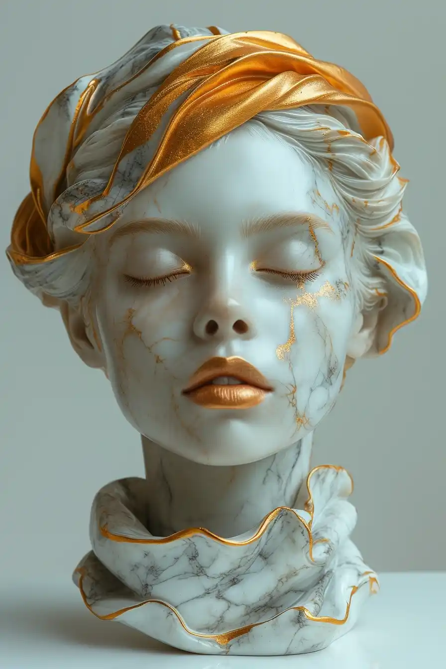 Golden Woman on Marble