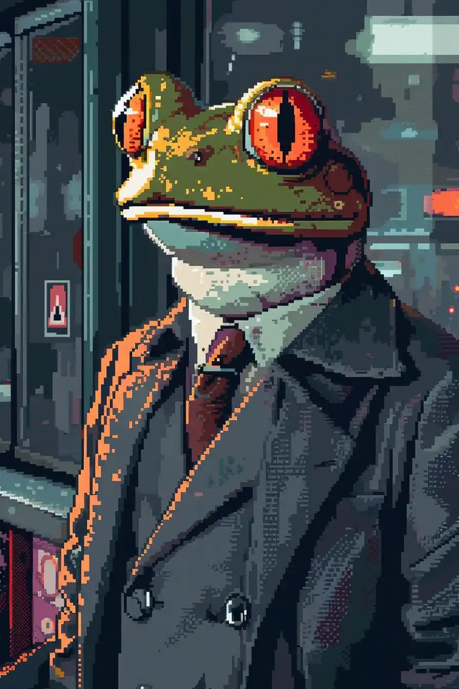 Pixel Frog Detective Waiting