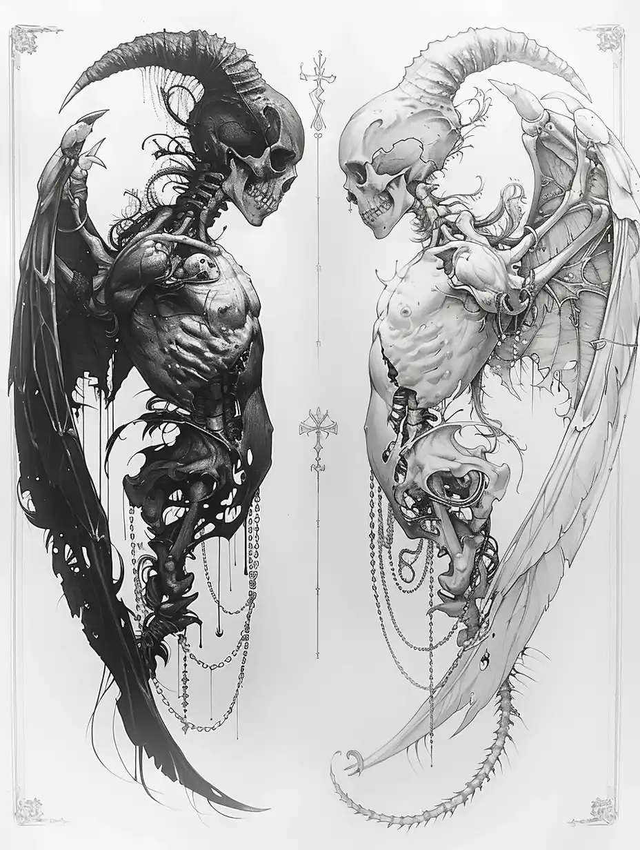 Realistic Angel Demon Sketch