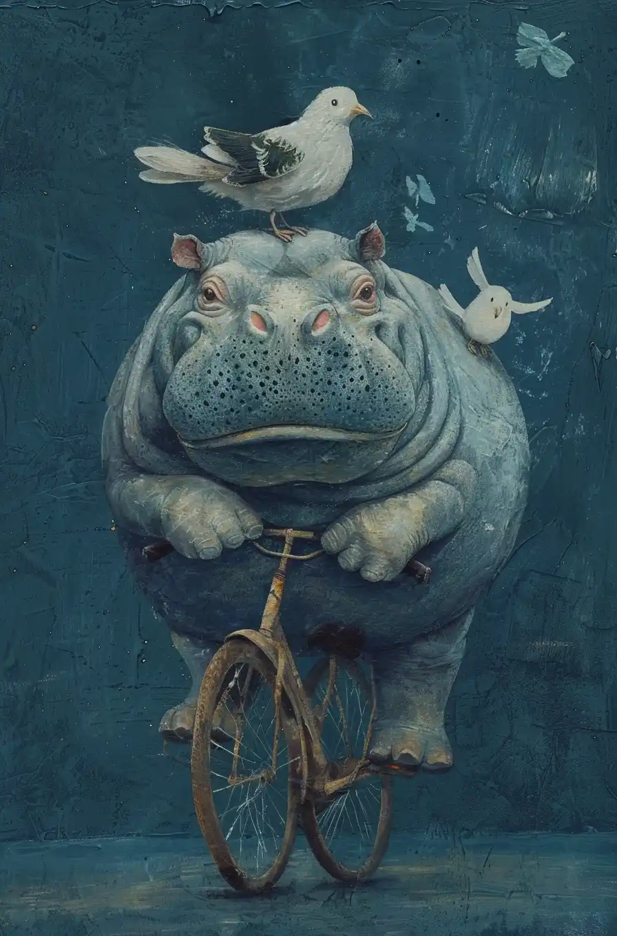 Whimsical Hippo Bike Ride
