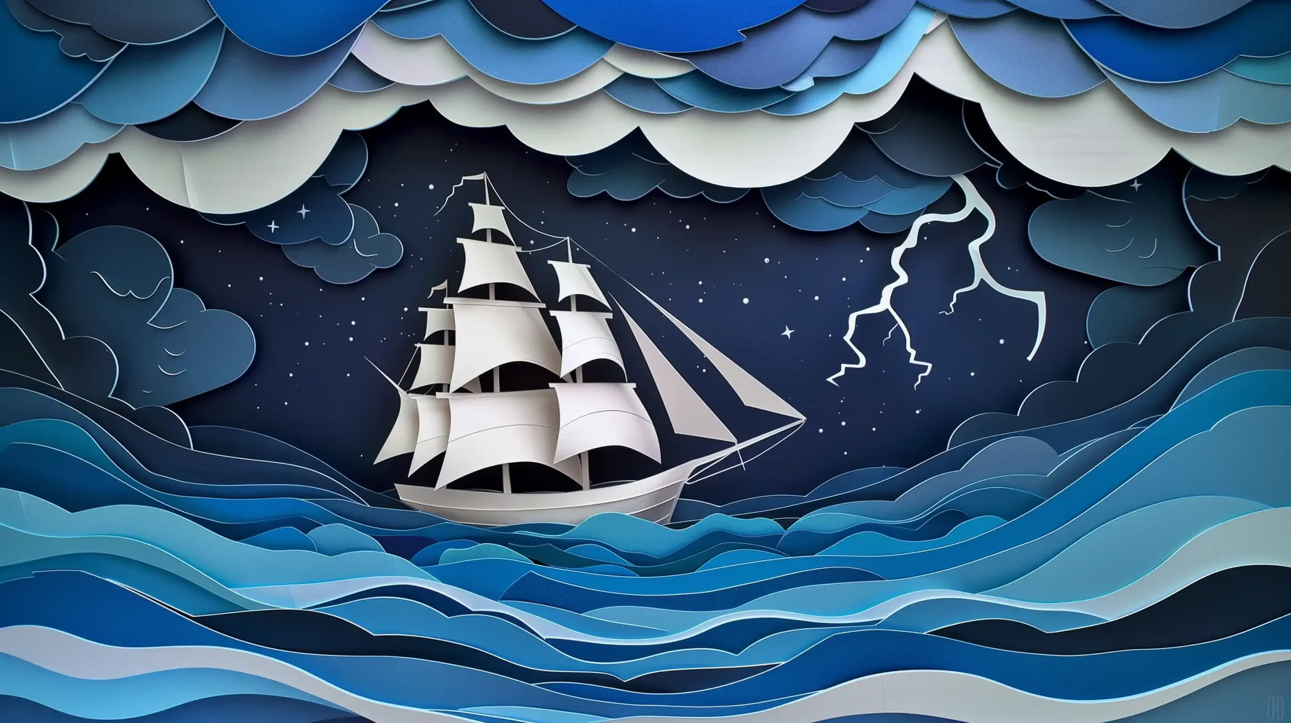 Layered Ship in Storm