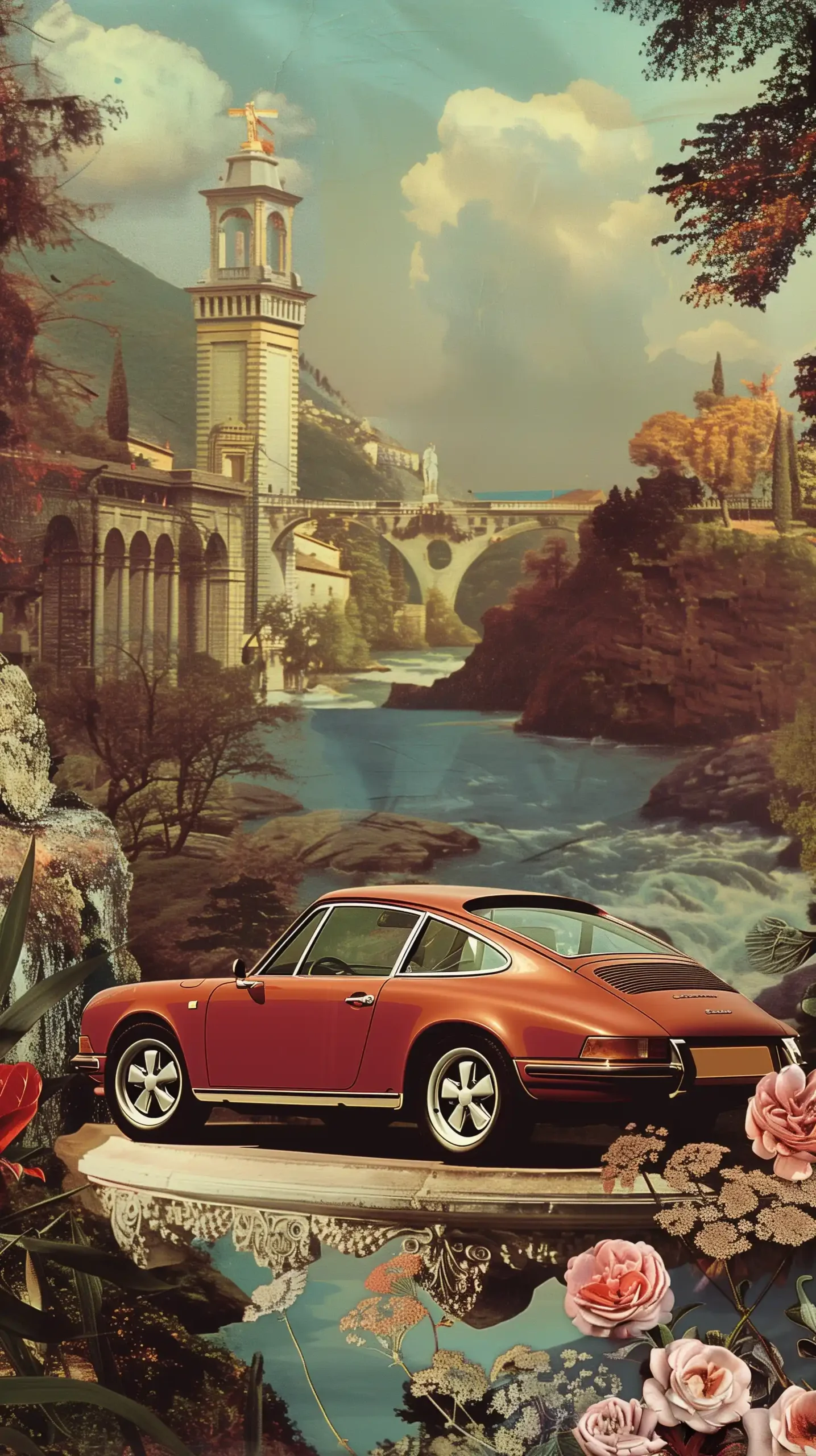 Vintage Porsche Collage Art