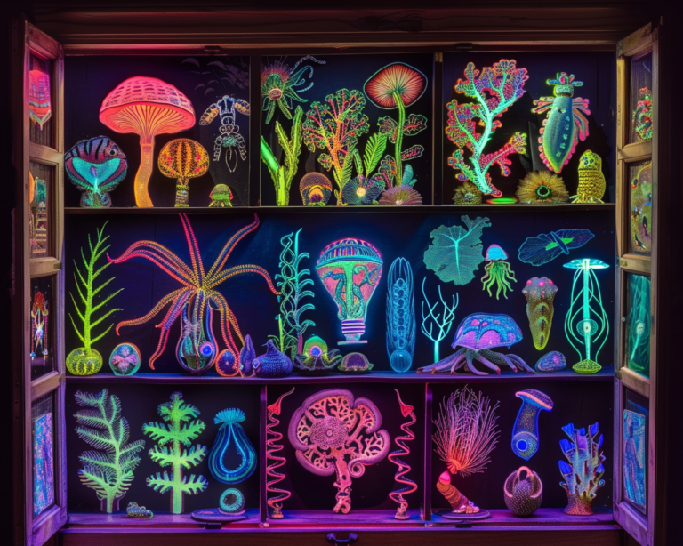 Fluorescent Blacklight Cabinet of Natural Curiosities