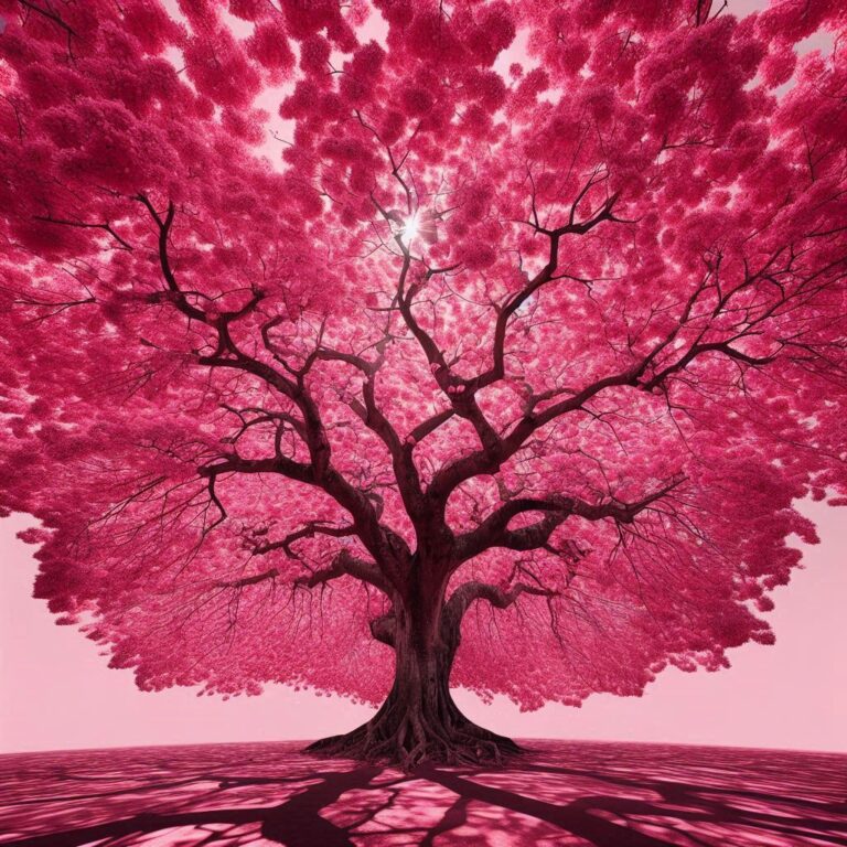 Pink and Red Blossom Tree Negative Space Photography