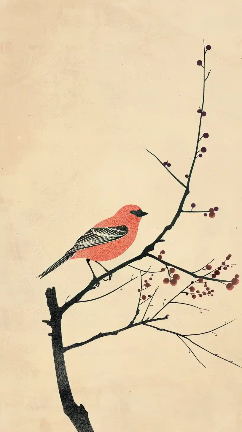 Illustration Bird on Branch