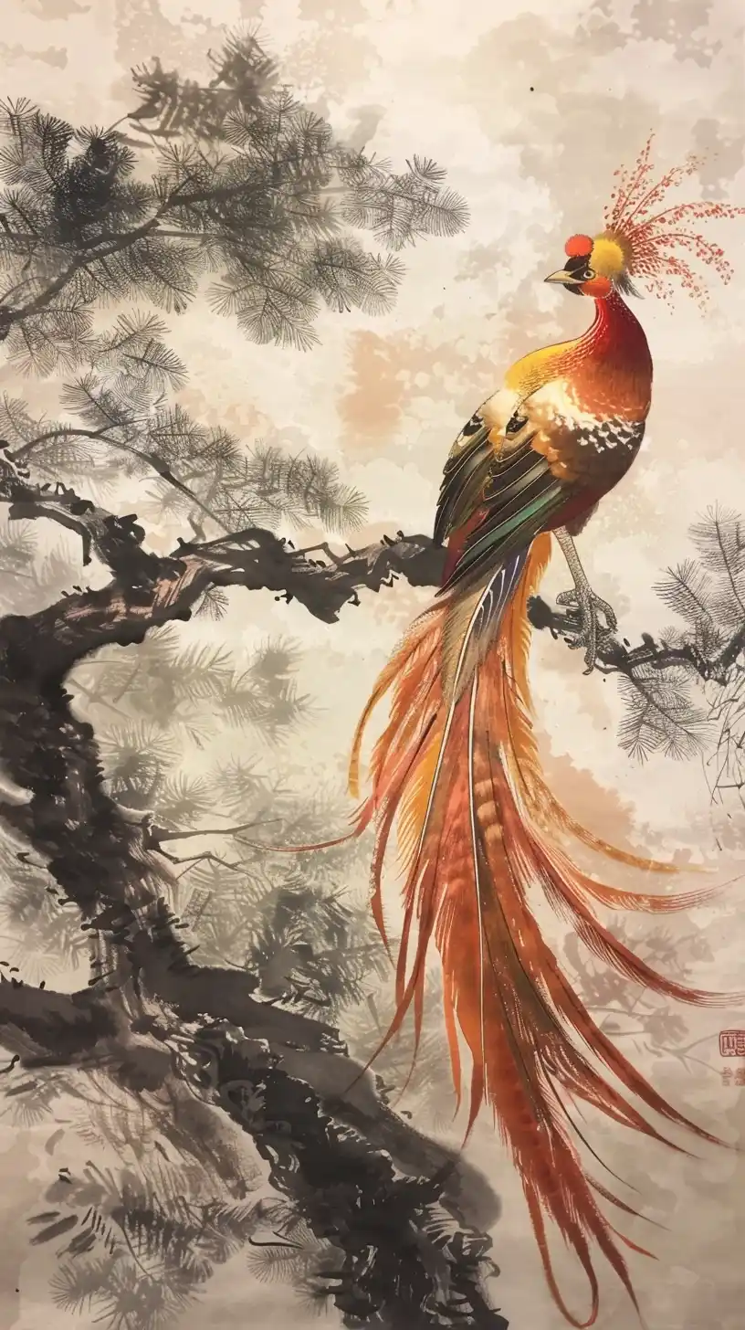 Chinese Phoenix on Plane Tree