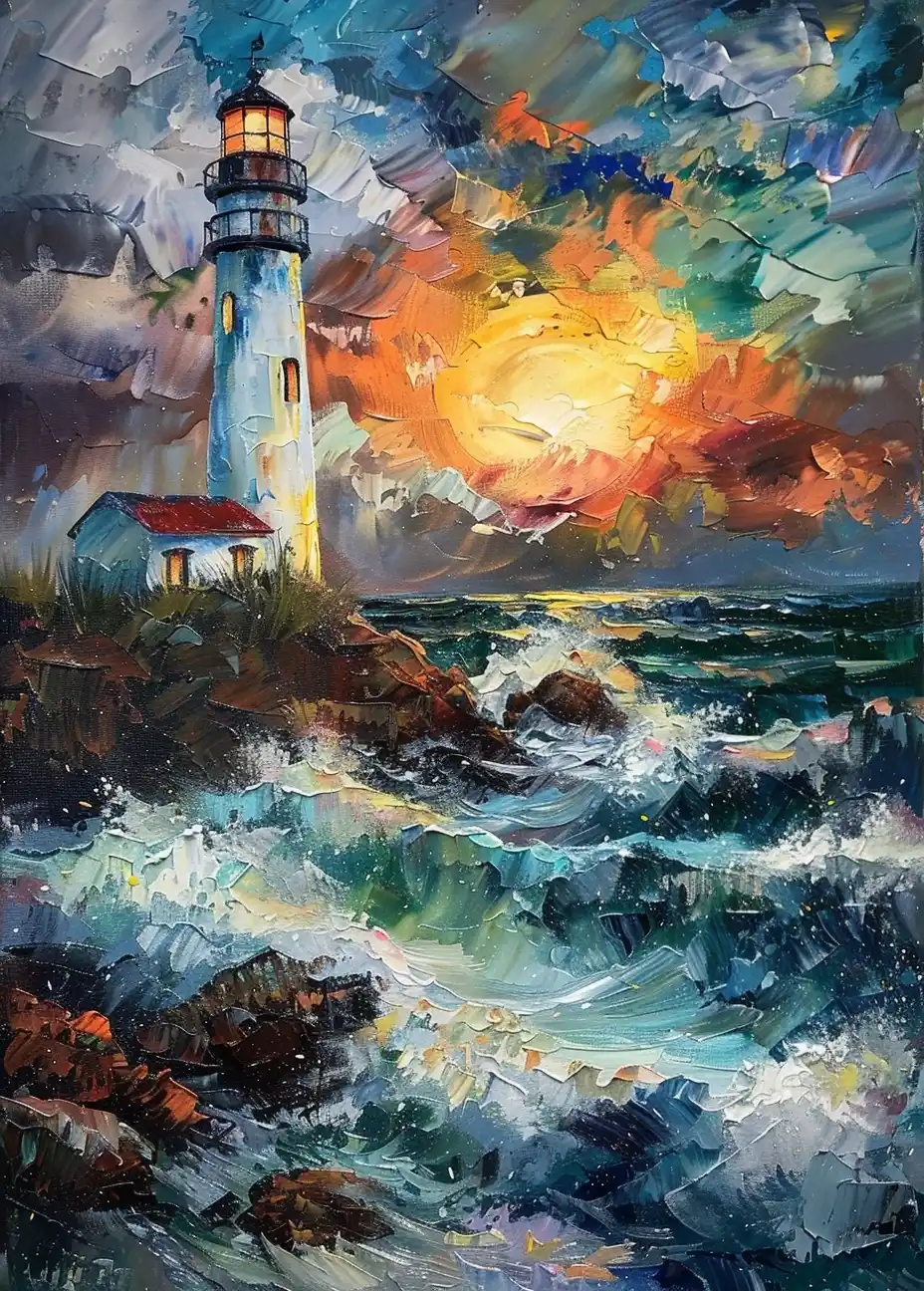 Van Gogh-Inspired Lighthouse