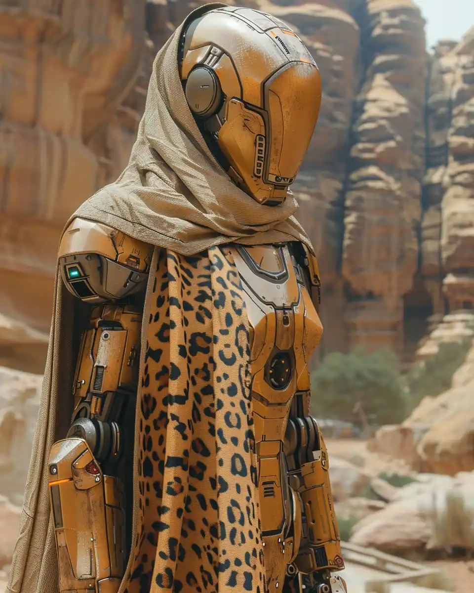 Tan Mecha Leopard Cyberpunk