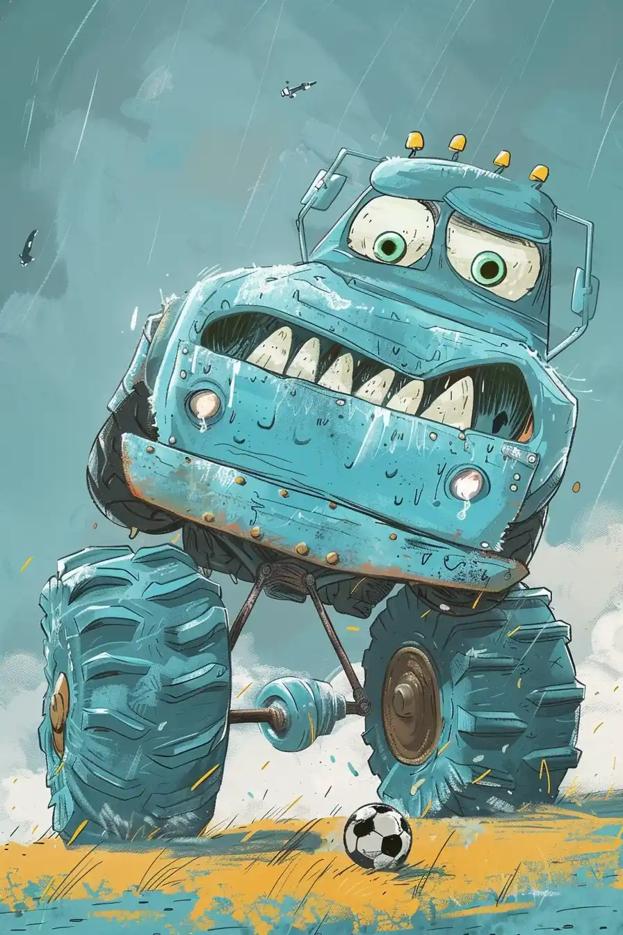 Liniers-Style Teal Monster Truck