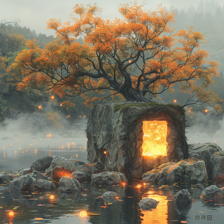 Asphodel Topiary and Ifrit Fluorescent Fantasy Collage