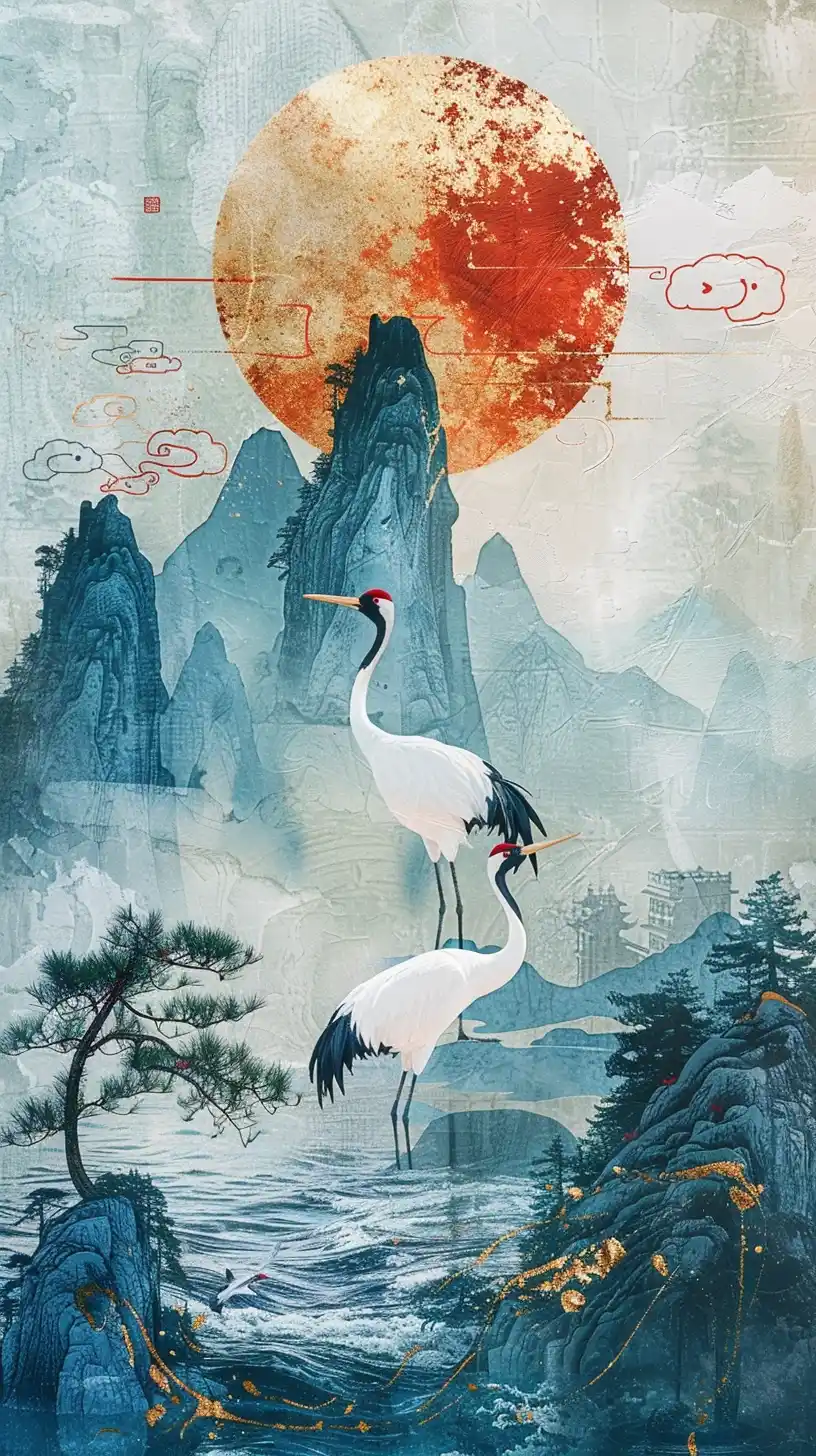 Minimalist Crane Duo
