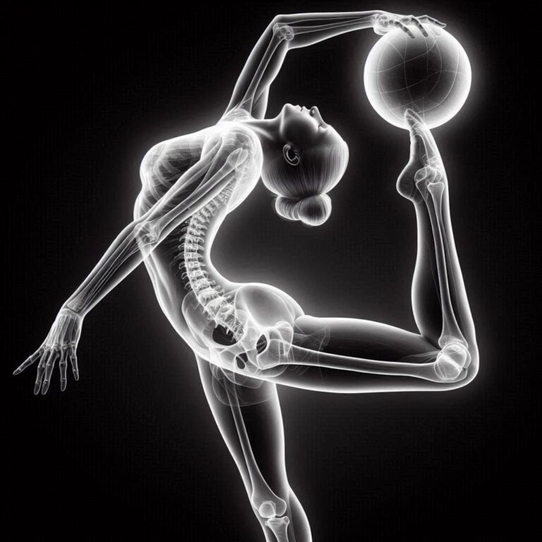 X-Ray Rhythmic Gymnast Performing Ball Routine in 3D