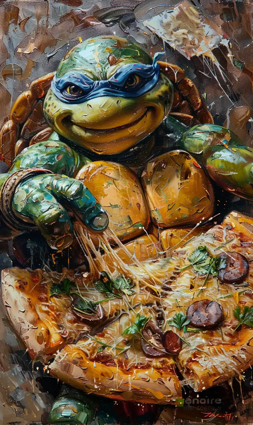 Pizza Turtle Impasto Art