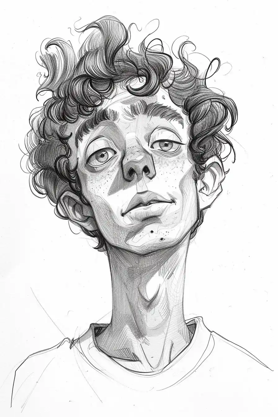 Caricature Teen Portrait Sketch