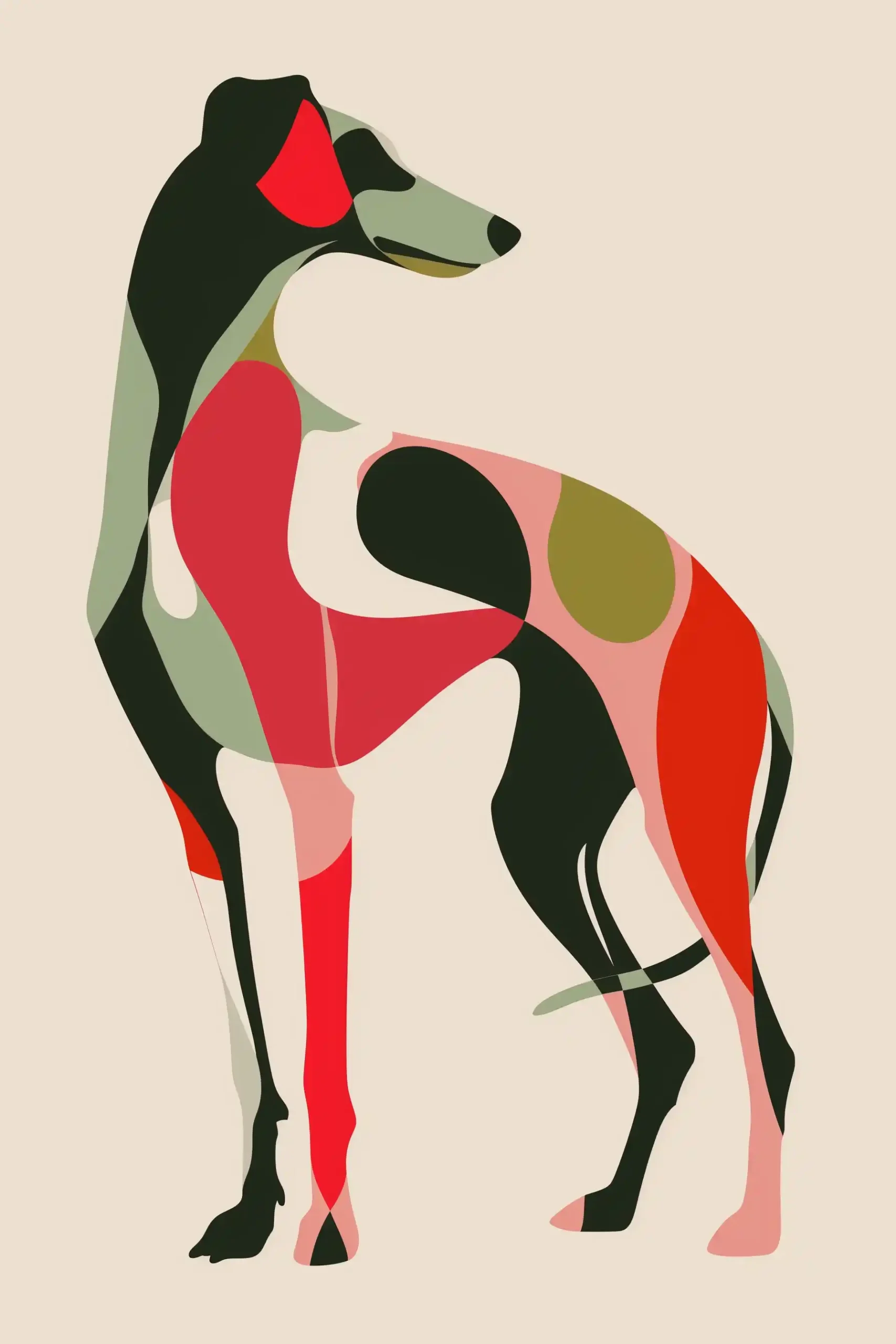 Mid-Century Italian Greyhound Woodcut