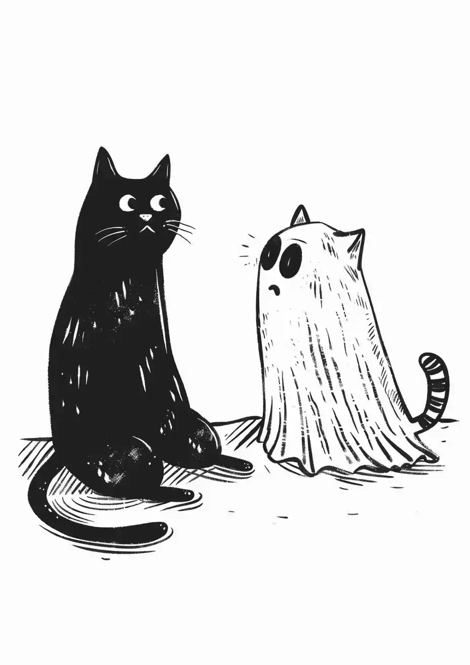 Vintage Ghostly Cat Encounter