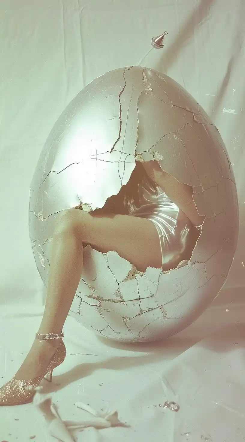 Surreal Egg Cracks Abstract