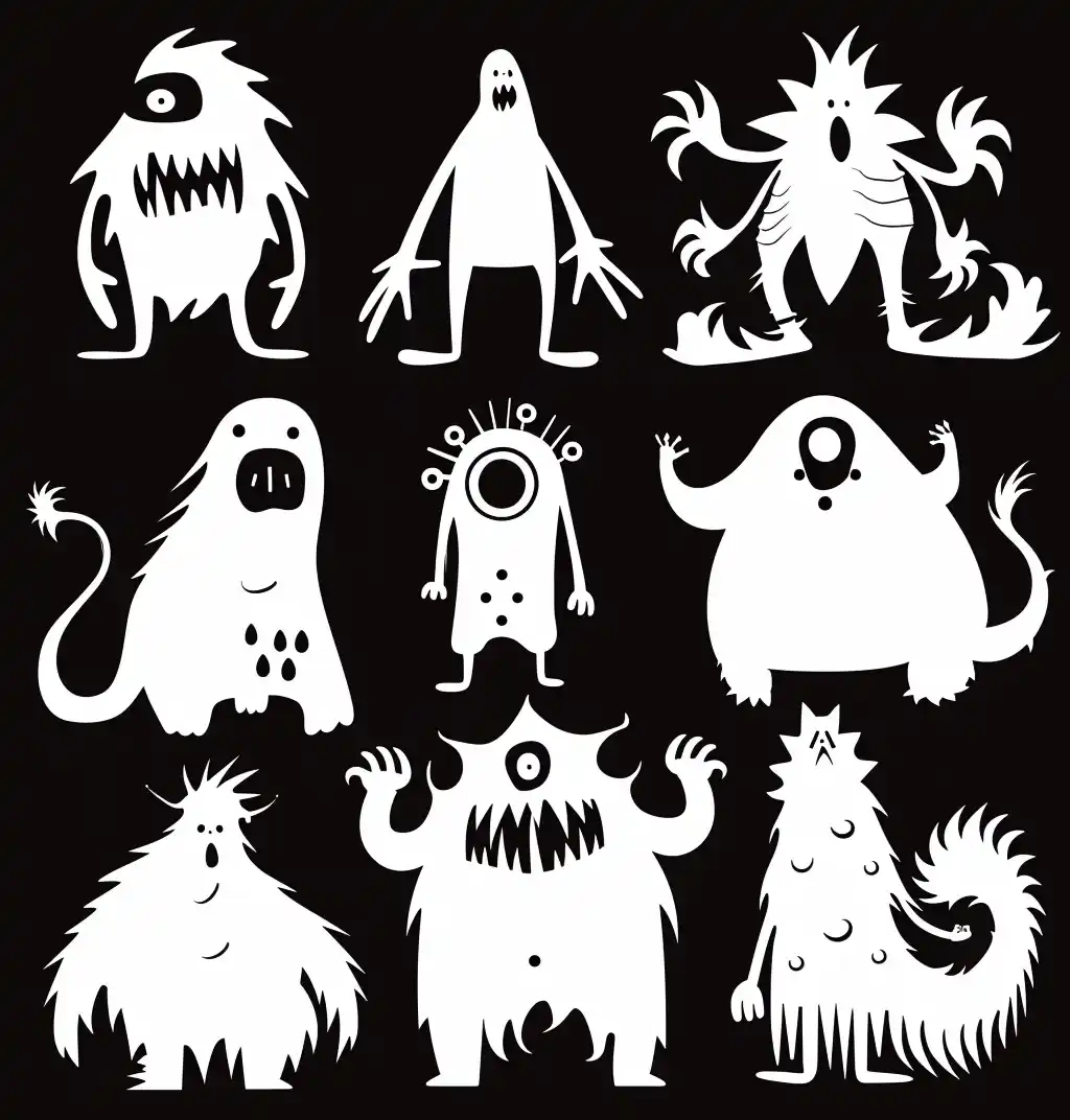 Flat Monster Poses Collection