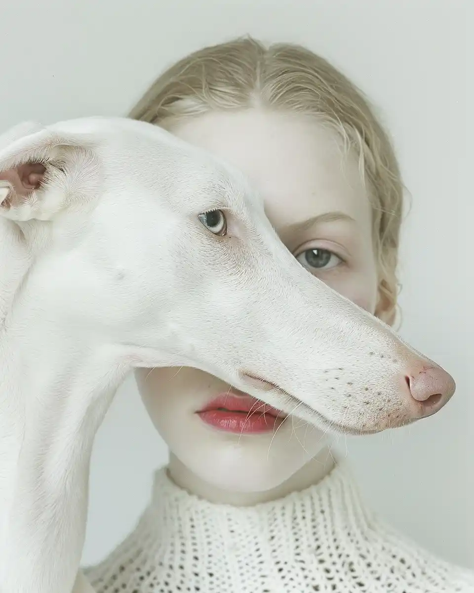 Symmetrical White Hound Portrait