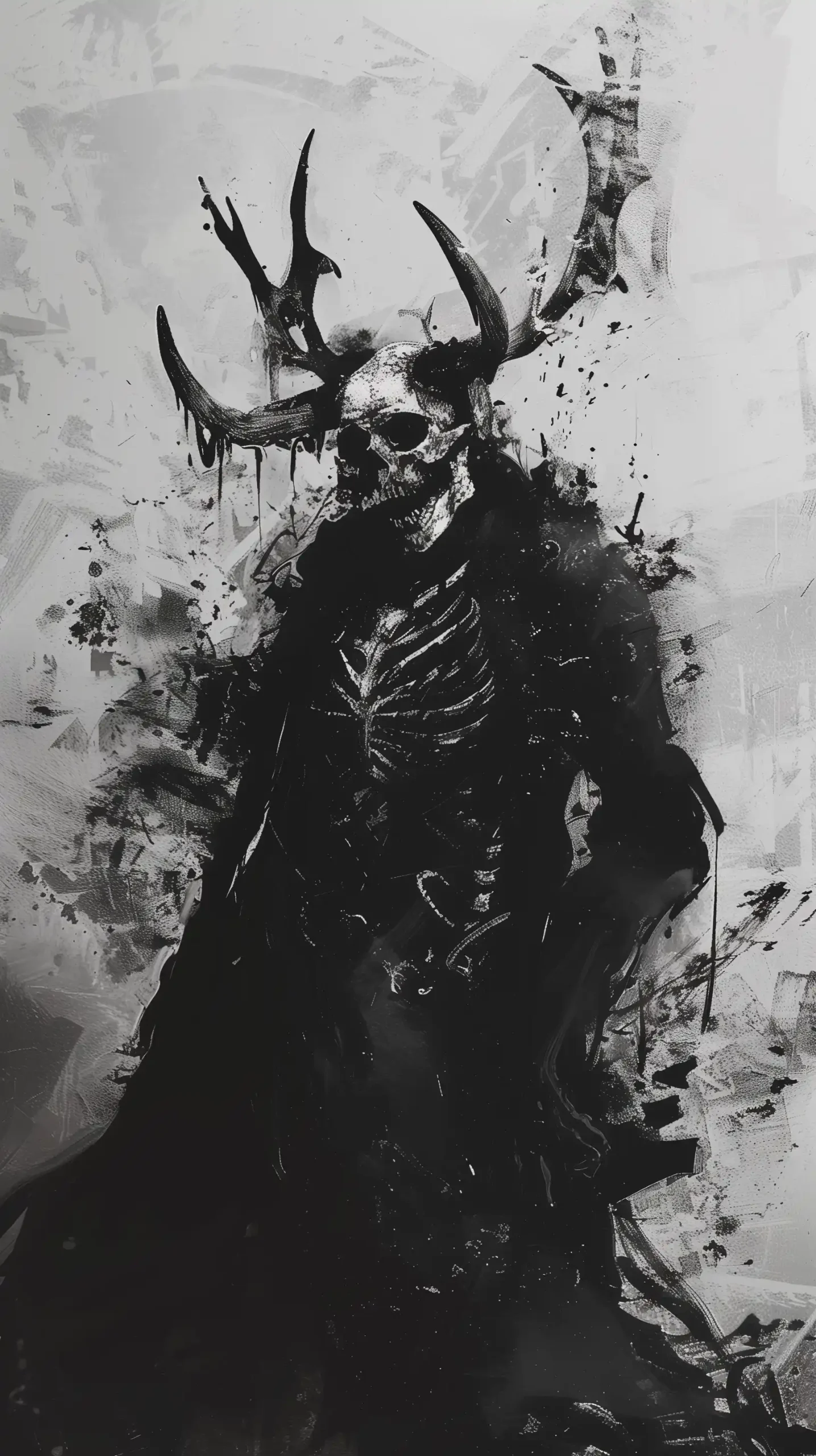 Monochrome Demon Skull