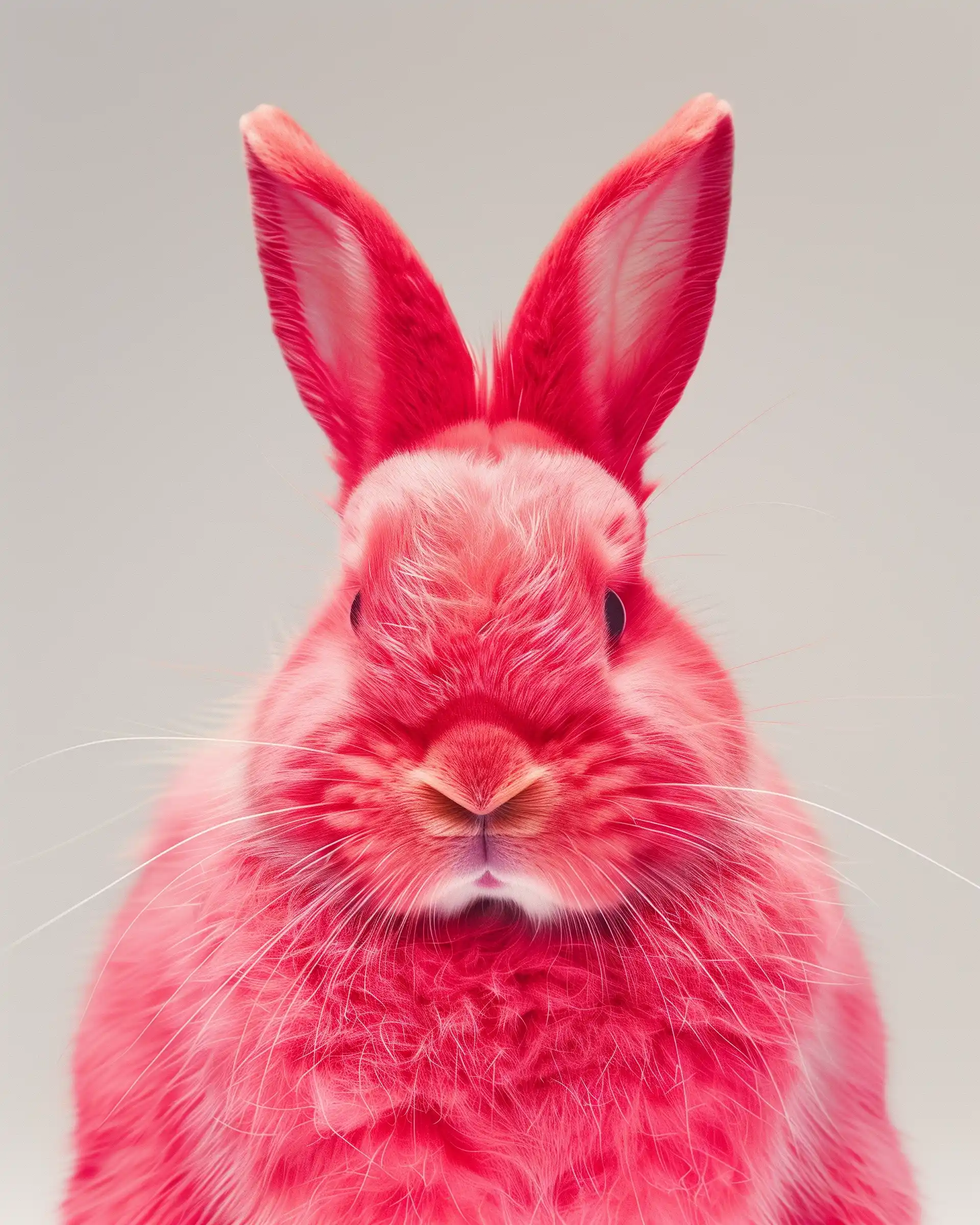 Realistic Pink Rabbit Portrait