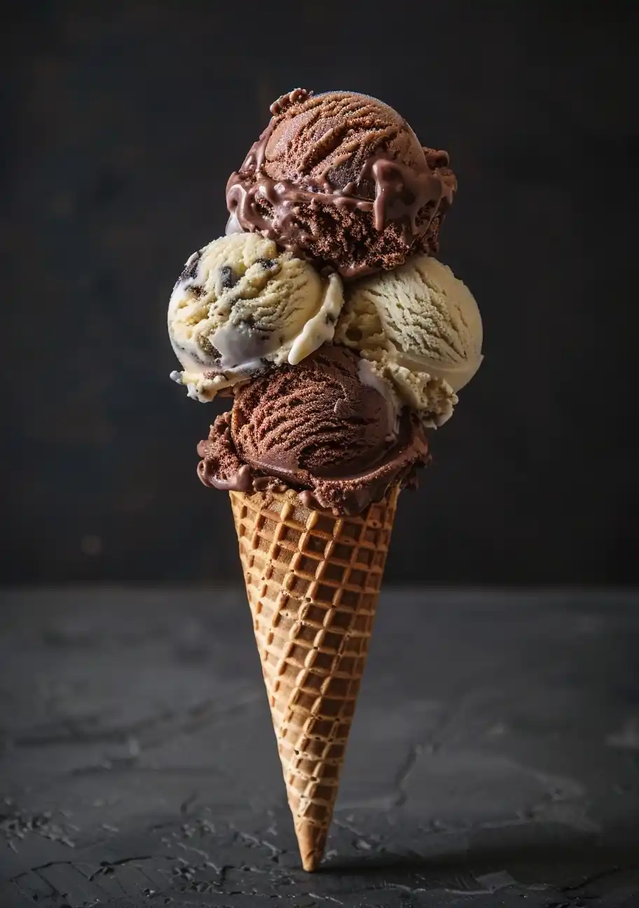 Gelato Scoops in Waffle Cone