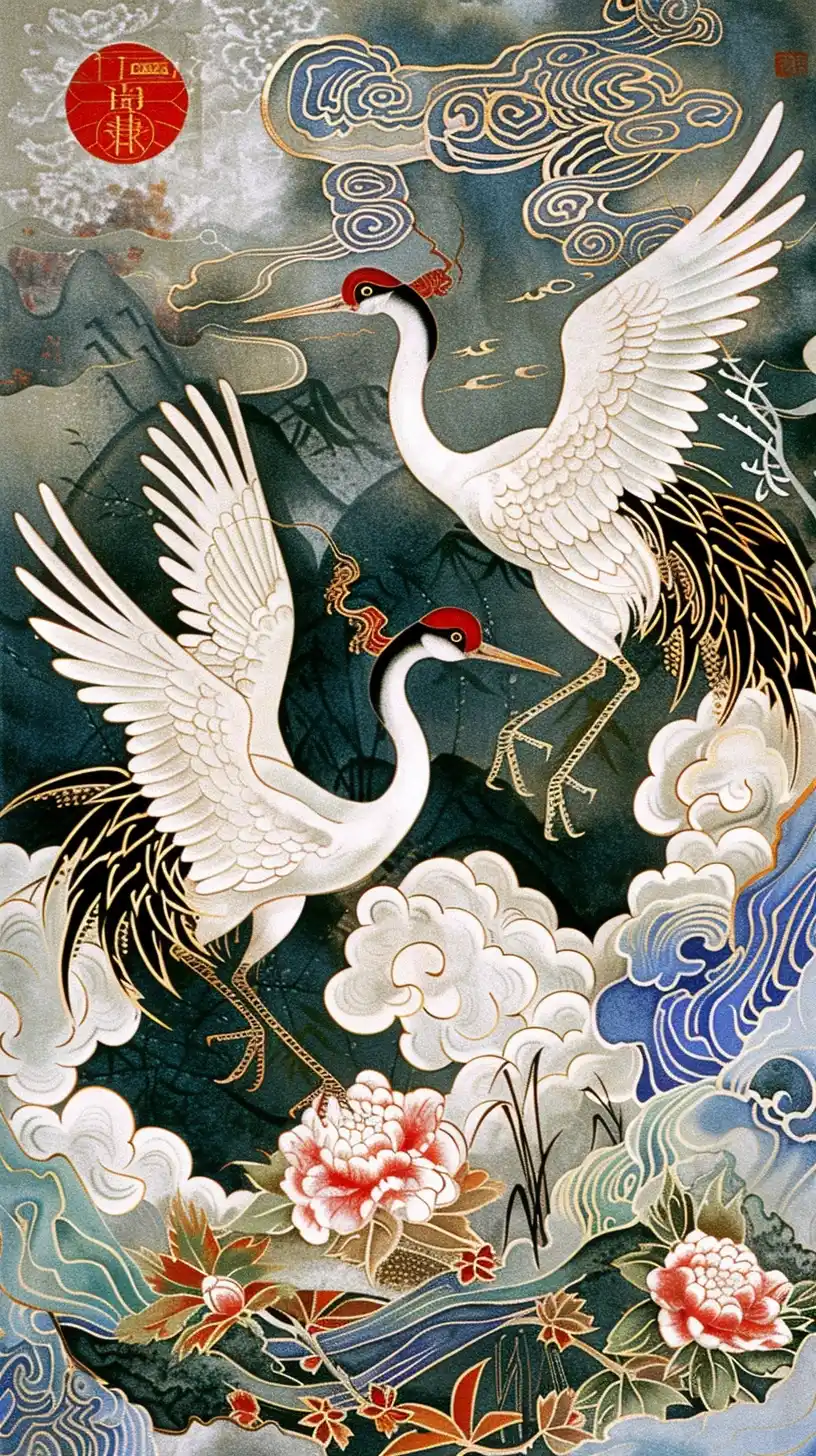 Chinese Crane Printmaking