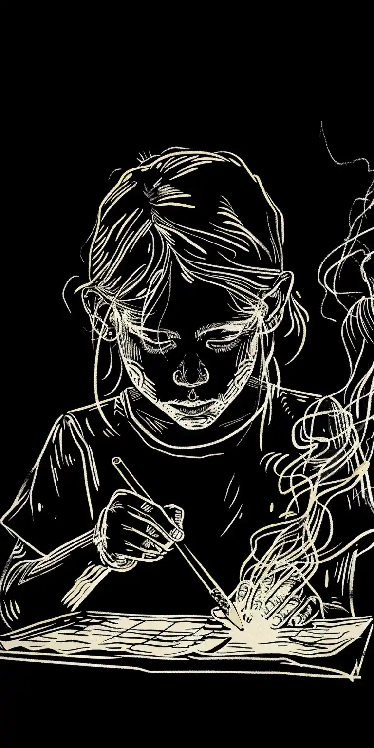 Minimal Matchstick Girl Sketch