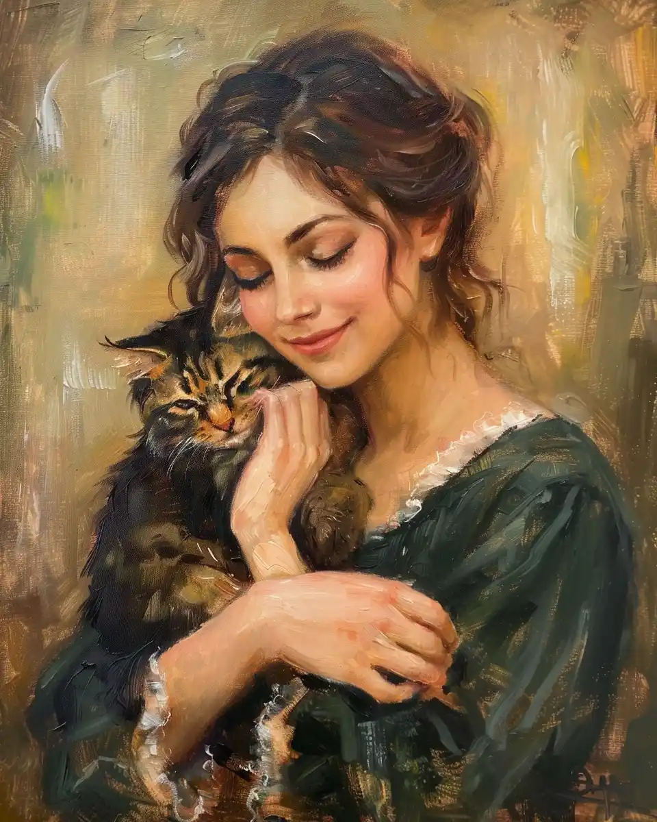Renoir Woman with Cat