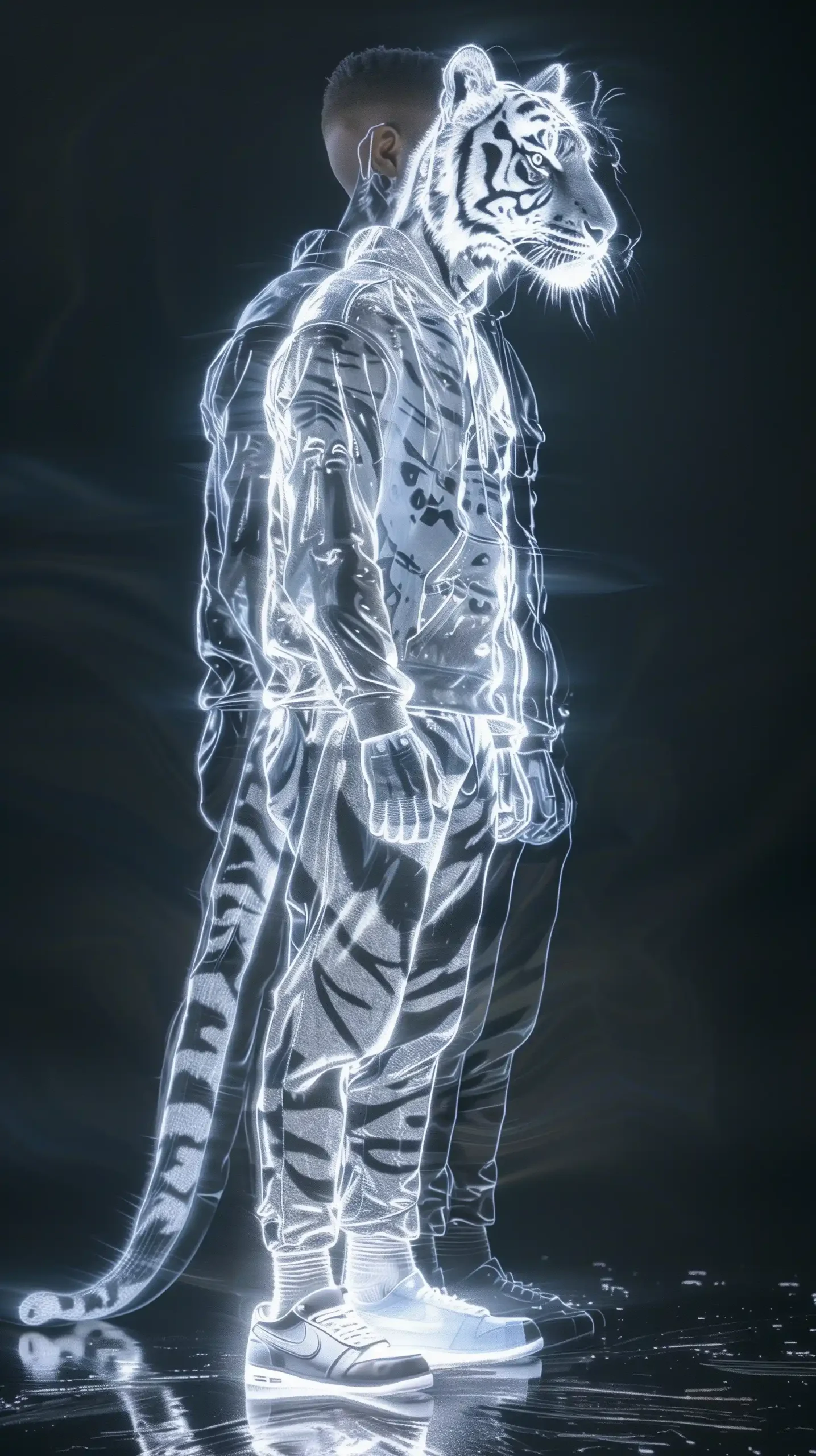 Tiger Outline in Cyberpunk
