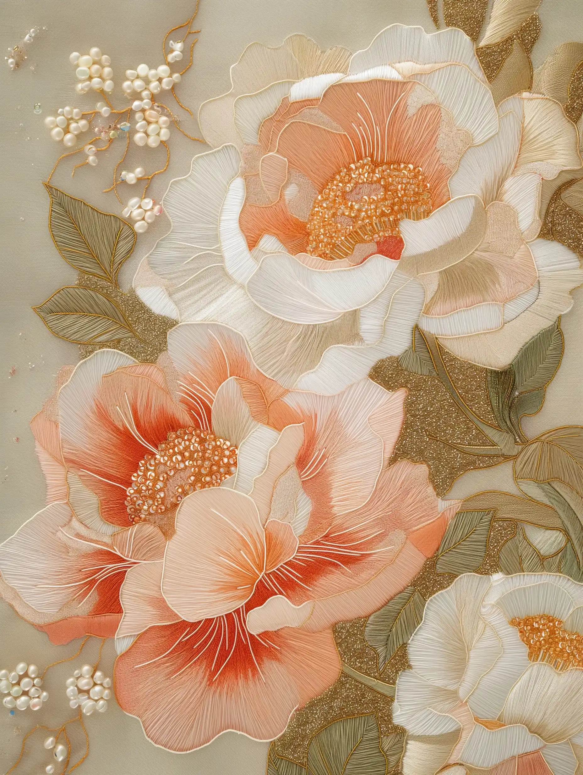 Minimalist Peony Embroidery