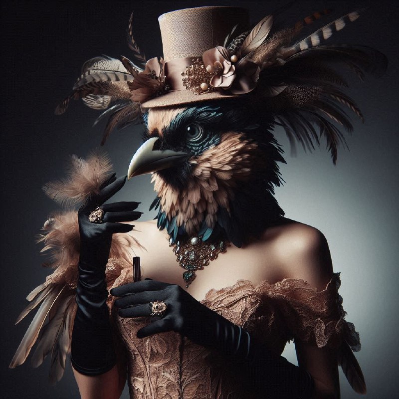 Fine Art Fashion Photoshoot of Anthropomorphic Bird