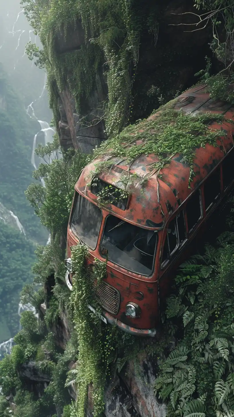 Detailed Cliffside Bus