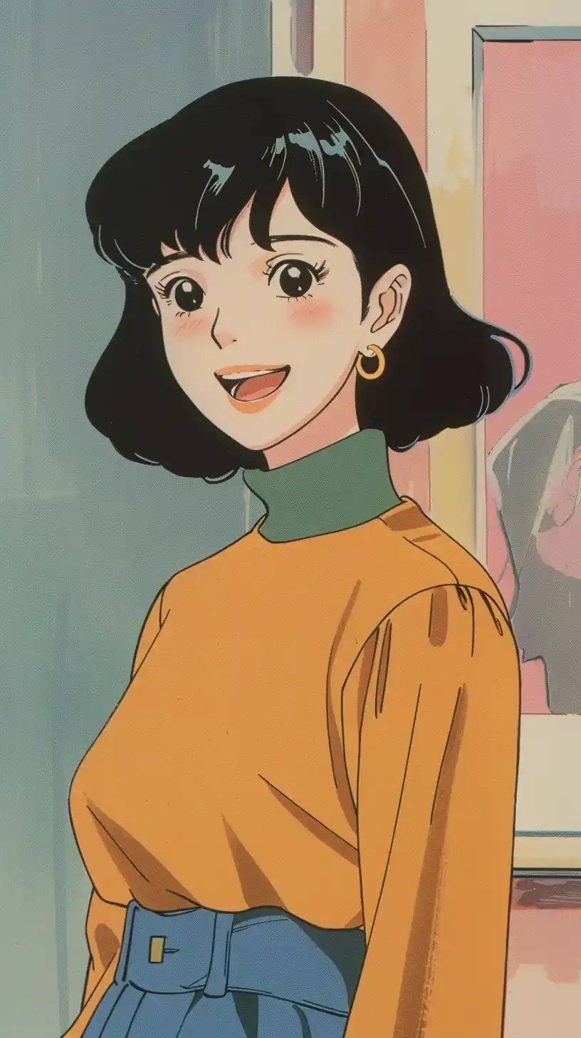 Retro Anime Girl Portrait