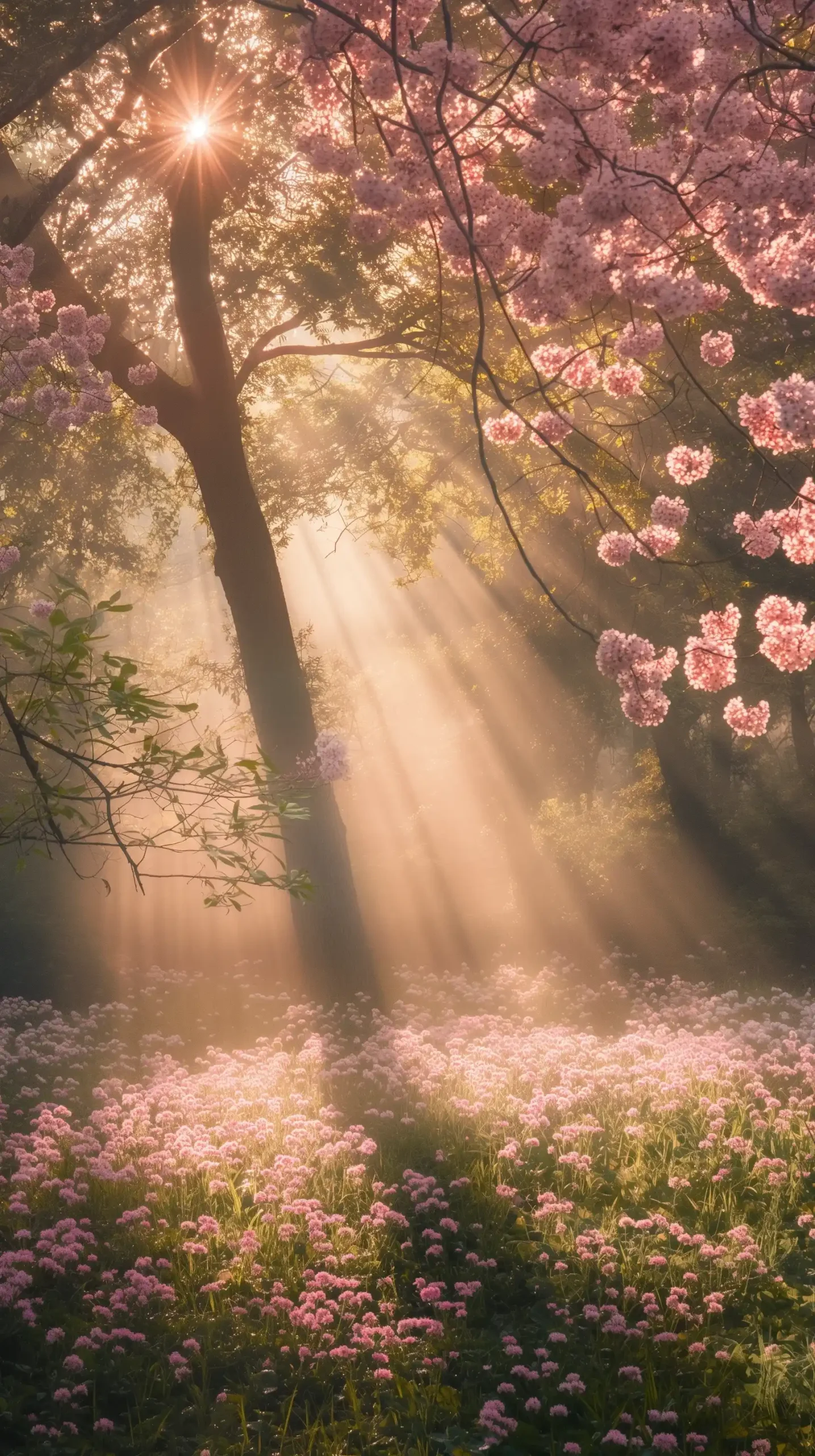 Sunlit Park in Spring