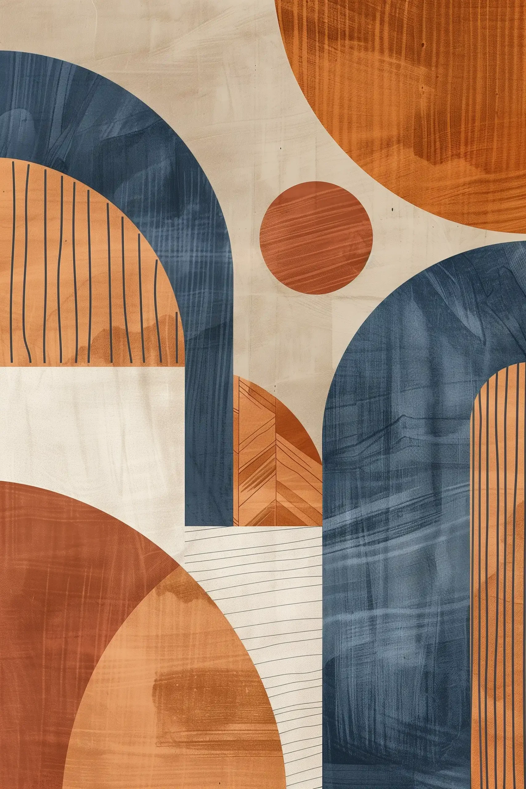 Terracotta Blue Geometric Boho