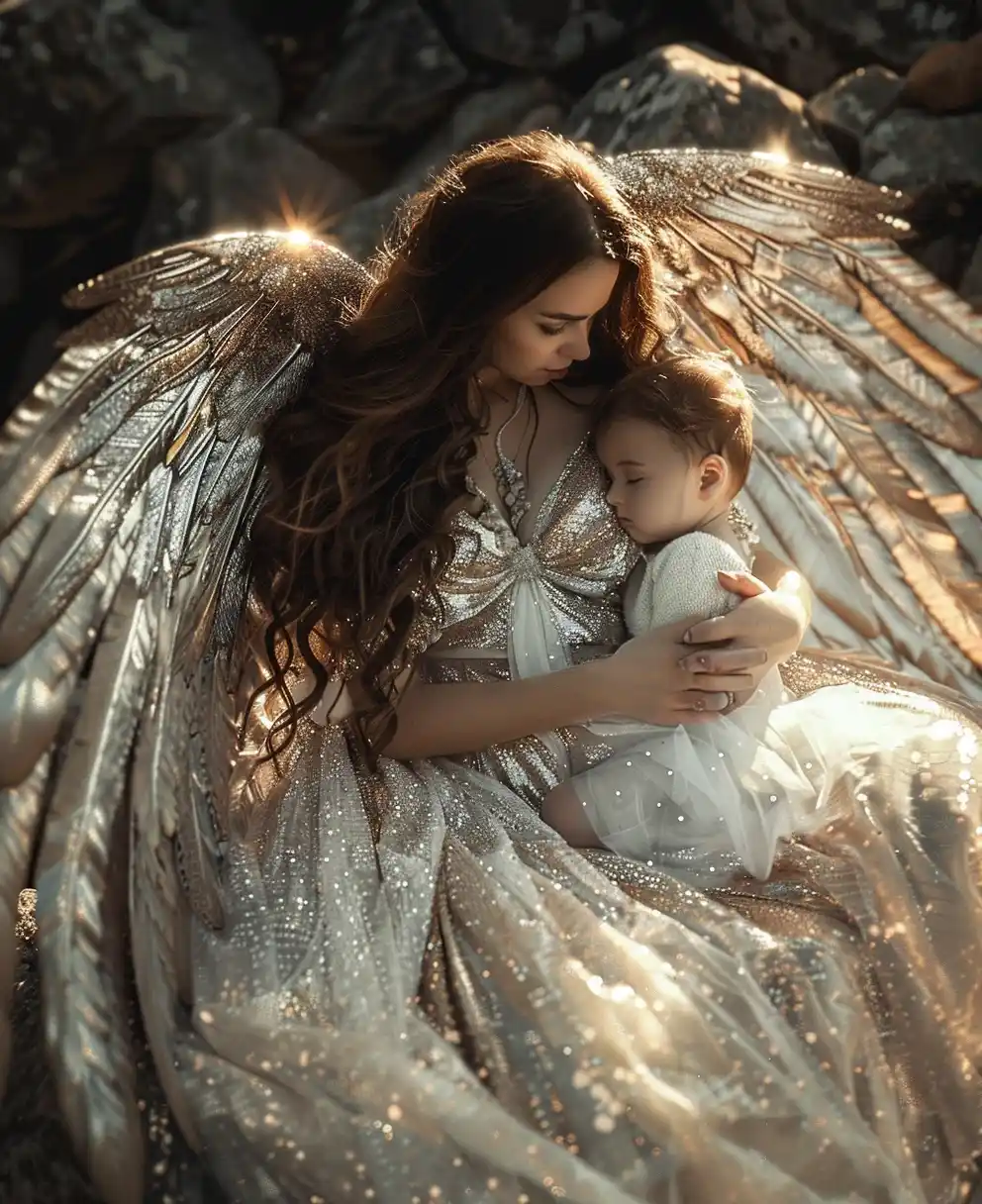 Cinematic Angelic Mother and Son