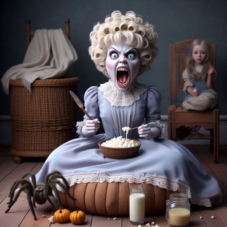 Hyper-Realistic Little Miss Muffet Screaming at Spider