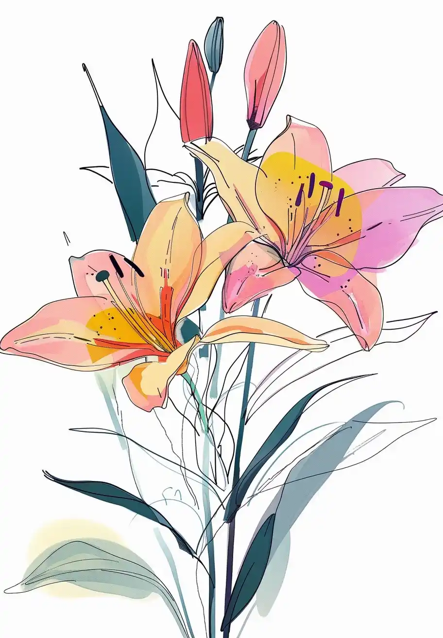 Minimal Lily Line Art
